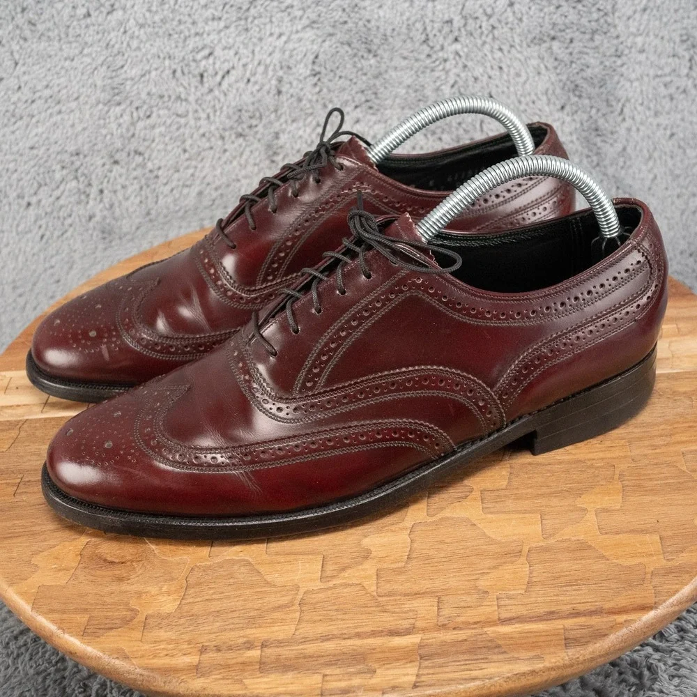 Florsheim Imperial Dress Shoes Mens 9 E Burgundy Wingtip Oxford Leather Lace Up